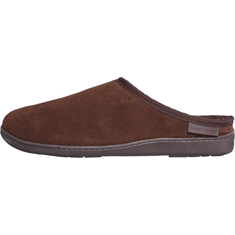 Hush Puppies Mens Ashton Suede Slippers | Brown - Image 2