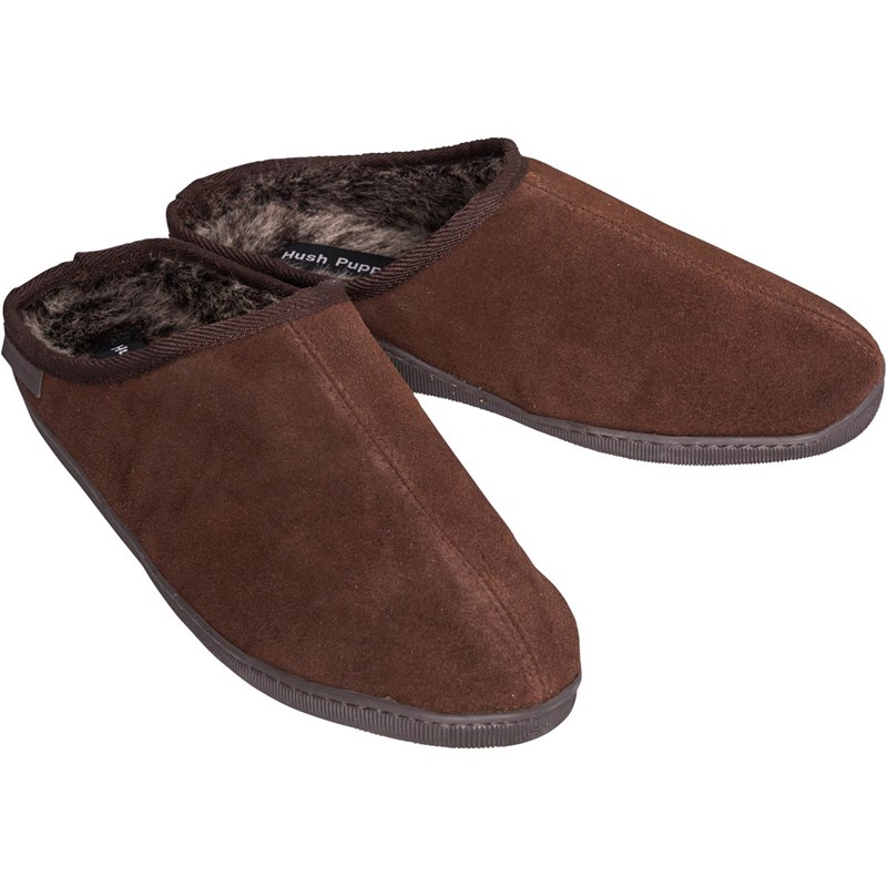 Hush Puppies Mens Ashton Suede Slippers | Brown